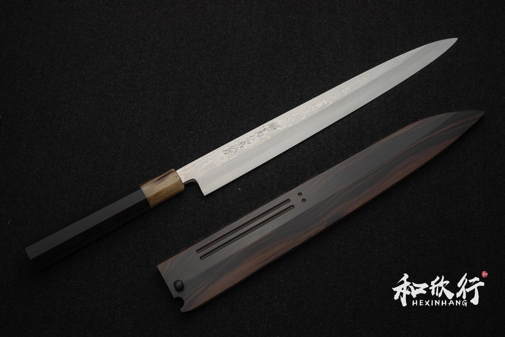 らら 郷右馬允義弘 青ニ鋼 黒打 牛刀 210mm 7寸 山脇刃物製作所 山脇刃物Yamawaki Hamono 鄉右馬允義弘作青一鋼墨流褐返勘所型切付300mm